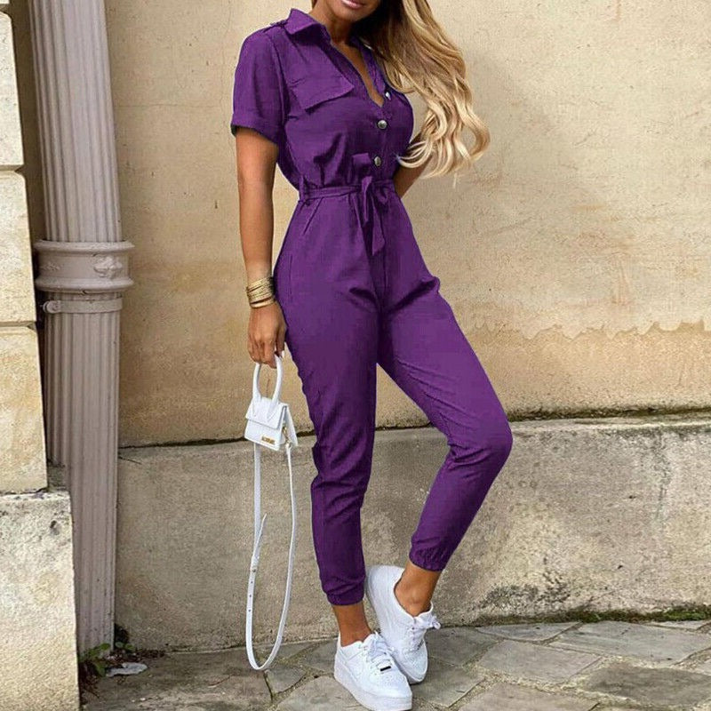 Stijlvolle en veelzijdige damesjumpsuit, gemaakt van ademend materiaal, met een losse pasvorm, ideaal voor chique gelegenheden en vrije tijd.