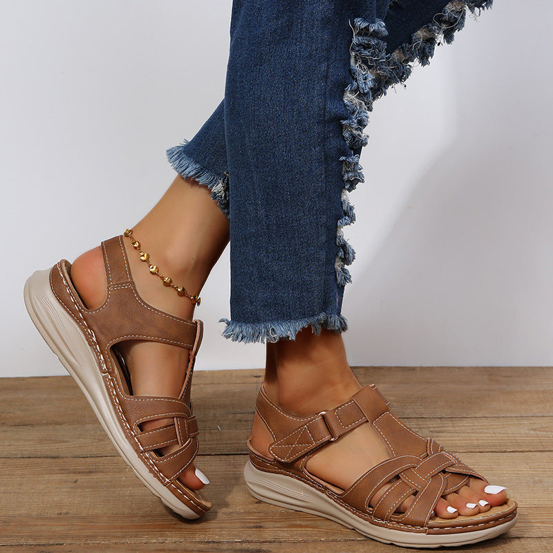 Dames klittenbandsandalen, orthopedisch, bruin-zwart, comfortabel, stijlvol, voor comfort en elegantie, individueel aanpasbaar
