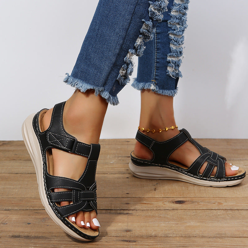 Comfortabele dames sandalen met klittenband, orthopedische binnenzool, elegant design