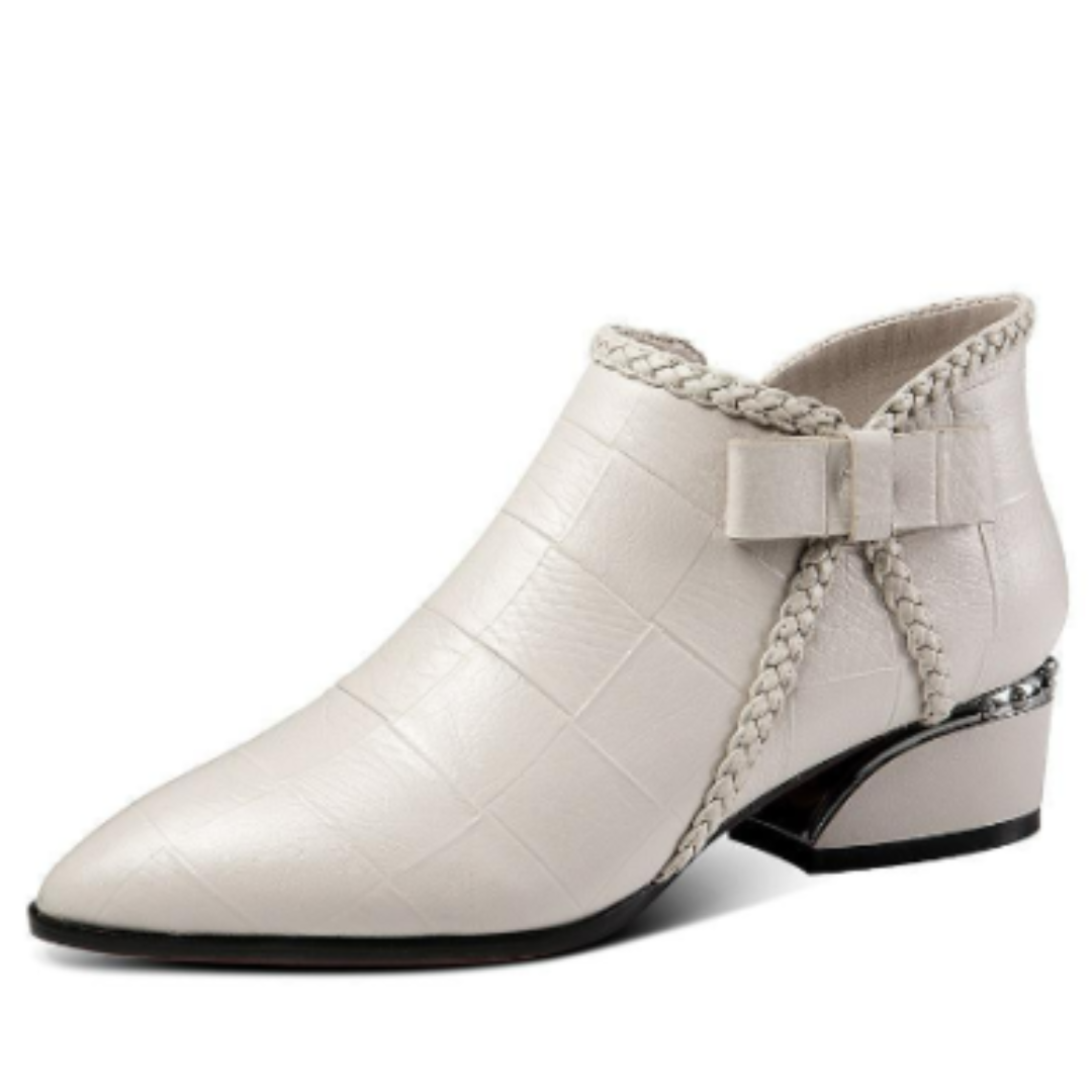 Dames enkellaarsjes, lage hak, elegant design, zwart, comfortabel voor dagelijks gebruik en evenementen