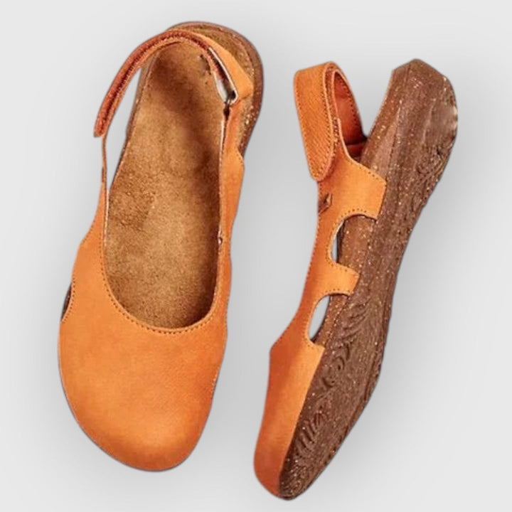 Dames comfortsandalen, ergonomisch, in abrikoos, donkergrijs, oranje, zwart. Orthopedisch, verstelbare bandjes, EVA-zool.