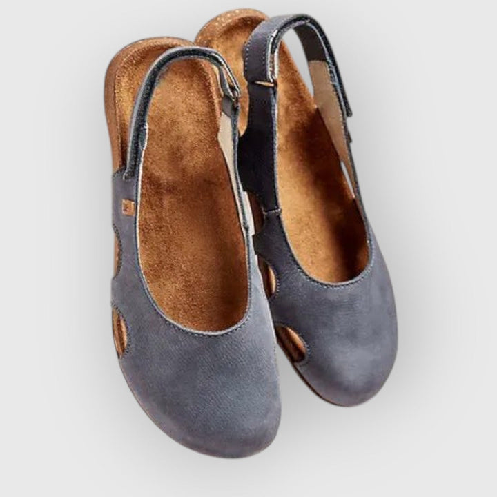 Dames comfortsandalen, ergonomisch, in abrikoos, donkergrijs, oranje, zwart. Orthopedisch, verstelbare bandjes, EVA-zool.