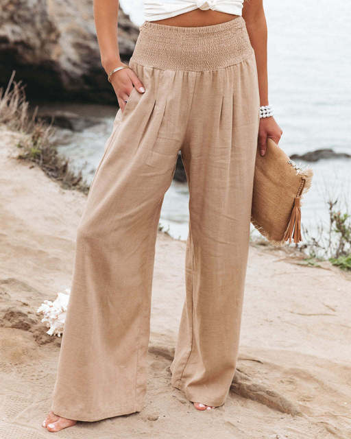 Dames linnenbroek, ademend, casual pasvorm, perfect voor dagelijks en elegante gelegenheden, in diverse tinten.