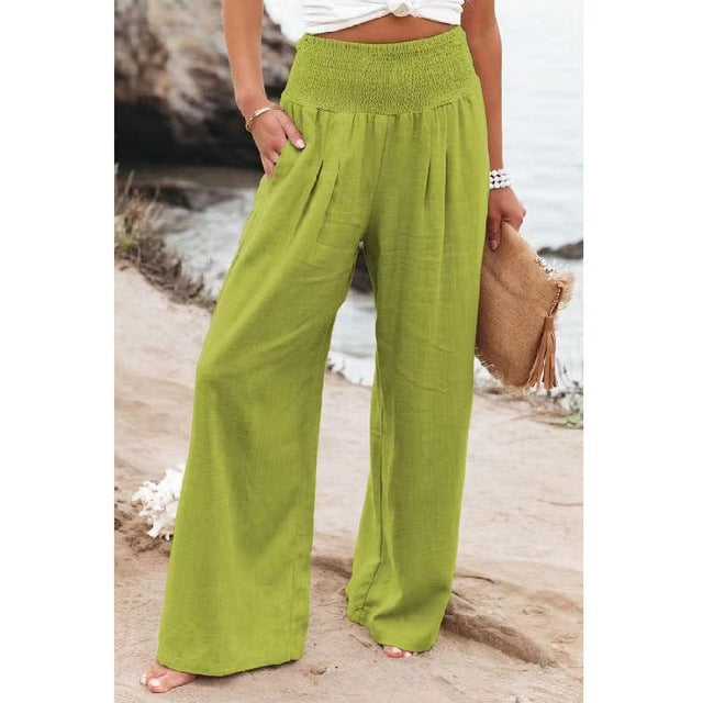 Dames linnenbroek, ademend, casual pasvorm, perfect voor dagelijks en elegante gelegenheden, in diverse tinten.