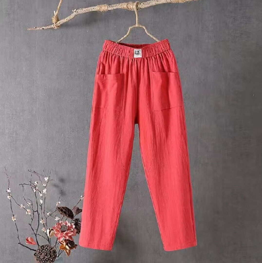 Webéra Dames Linnen Broek in modieuze kleuren, elegant design, hoogwaardig materiaal, perfect voor kantoor en vrije tijd.