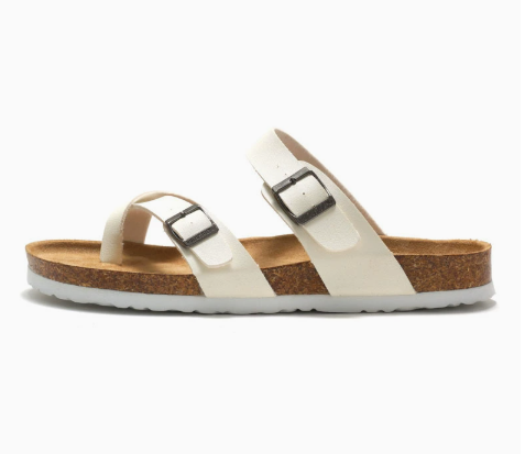 Dames orthopedische sandalen met verstelbare bandjes, comfortabele EVA-zool, beige textuur, optimaal voor lange wandelingen.