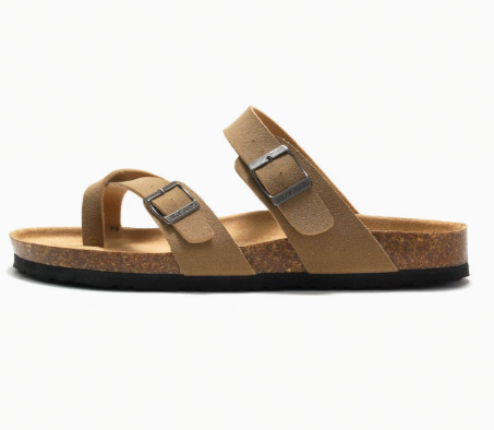 Dames orthopedische sandalen met verstelbare bandjes, comfortabele EVA-zool, beige textuur, optimaal voor lange wandelingen.
