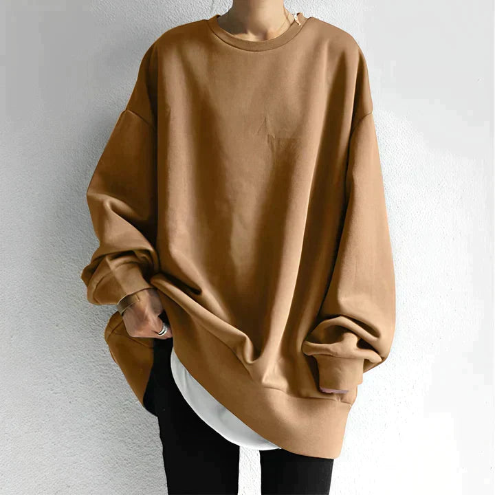 Dames oversized sweatshirt, losse pasvorm, zachte stof, verkrijgbaar in meerdere kleuren, ideaal voor casual outfits.