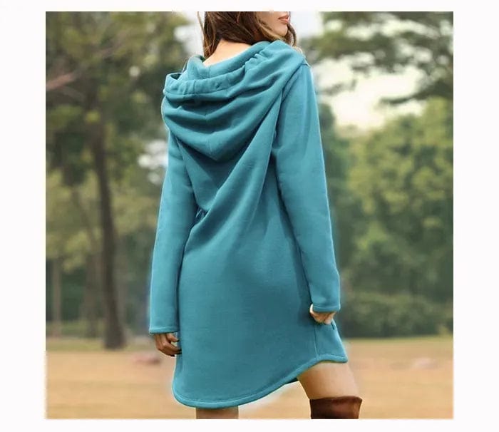 Dames trui jurk met capuchon, stijlvol en warm voor de winter, lange mouwen, elegant design, comfortabele winterkleding