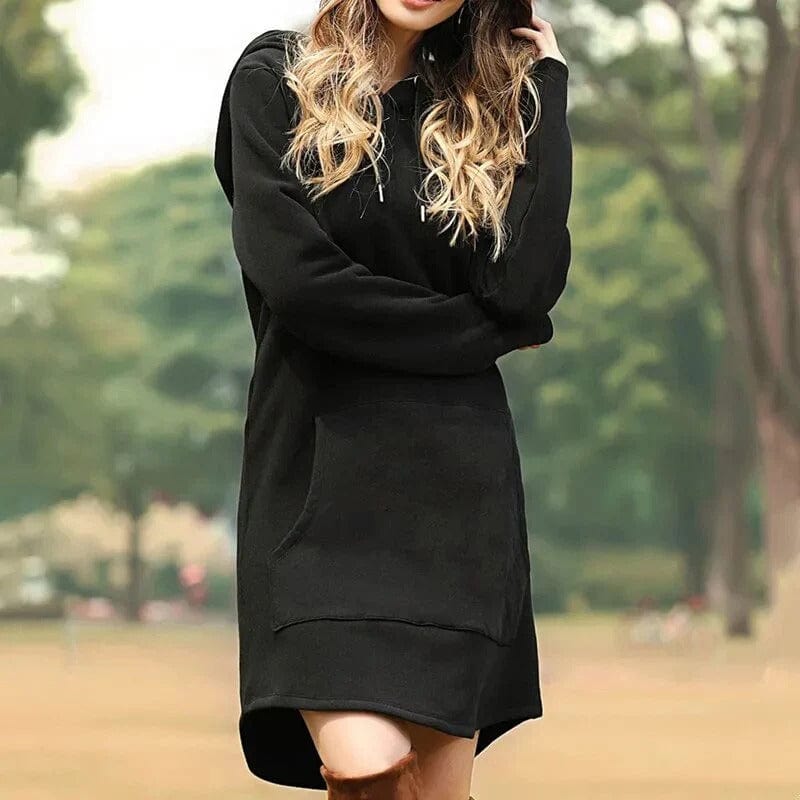 Dames trui jurk met capuchon, stijlvol en warm voor de winter, lange mouwen, elegant design, comfortabele winterkleding
