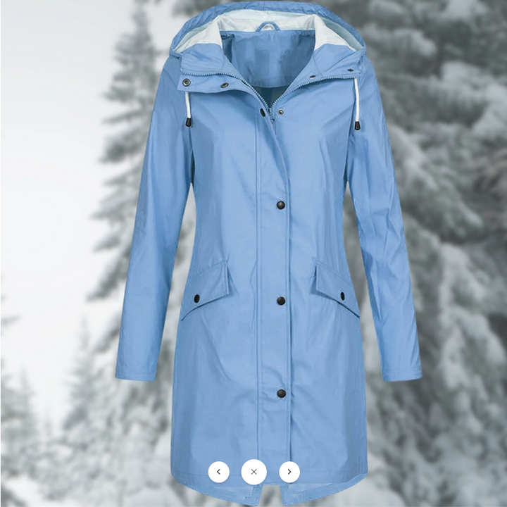 Dames waterdichte regenjas, elegant en functioneel, met verstelbare capuchon