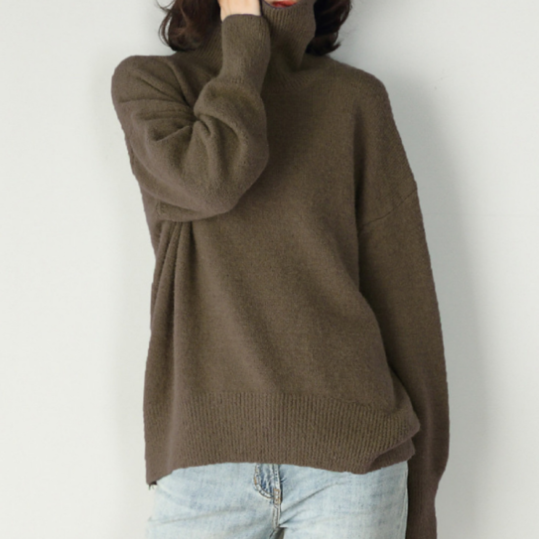 Dames coltrui in bruin, losse pasvorm, comfortabele col, elegant en veelzijdig, verschillende kleuren