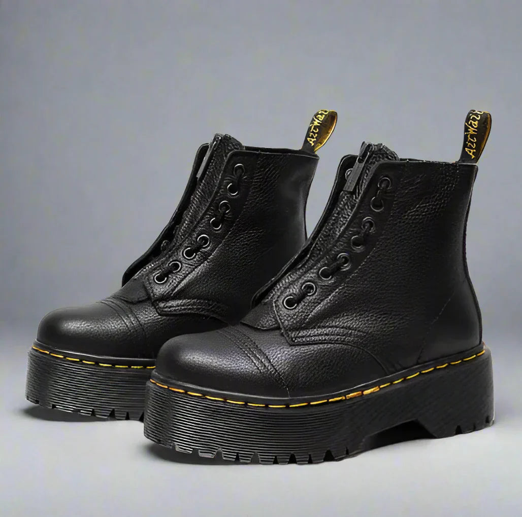 Dames veterlaarzen van zwart leer, elegant en robuust, met een klassiek design, ideaal voor elke outfit.