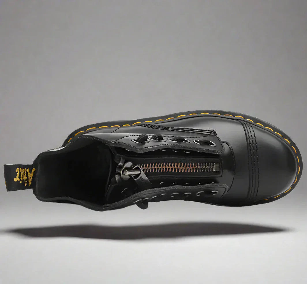 Dames veterlaarzen van zwart leer, elegant en robuust, met een klassiek design, ideaal voor elke outfit.