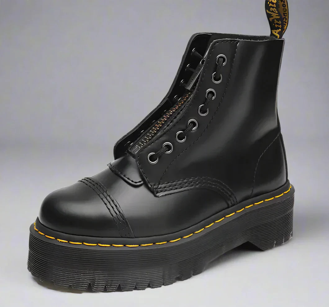 Dames veterlaarzen van zwart leer, elegant en robuust, met een klassiek design, ideaal voor elke outfit.