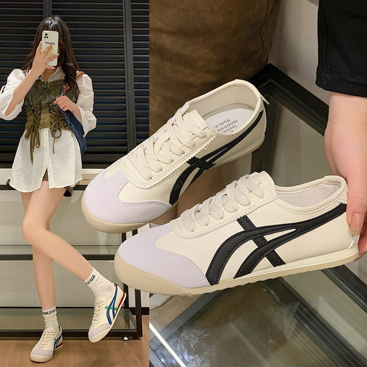 Dames Retro Sneakers, suède, contrasterende kleuren, elegant sportief, antislipzool, comfortabel