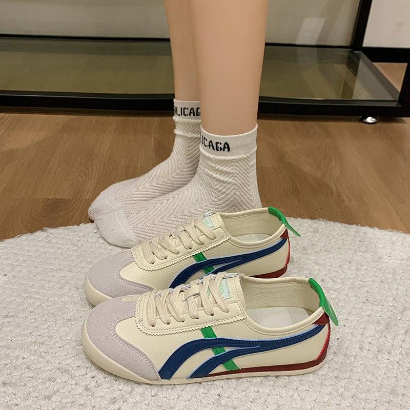 Dames Retro Sneakers, suède, contrasterende kleuren, elegant sportief, antislipzool, comfortabel