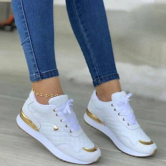 Dames sneaker met antislipzool en modern abrikoos design, ideaal voor comfort en stijl in het dagelijks leven.