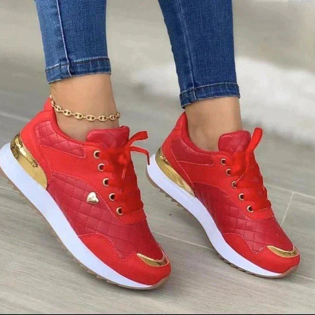 Dames sneaker met antislipzool en modern abrikoos design, ideaal voor comfort en stijl in het dagelijks leven.
