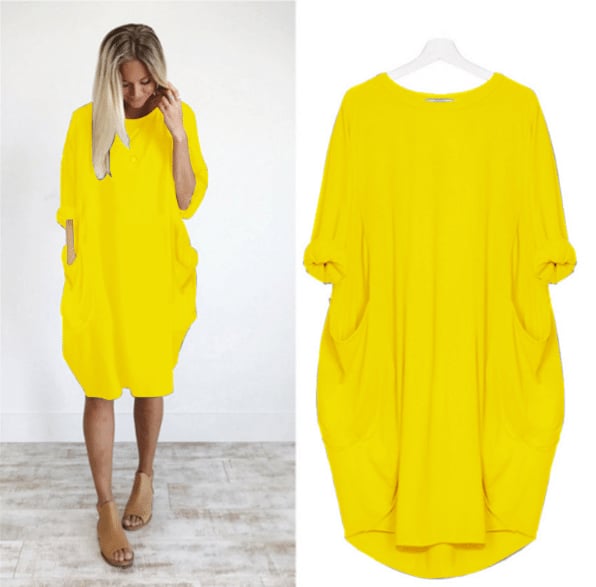 Zomerjurk voor dames met een ruime pasvorm en ronde hals, elegant design, ideaal voor zomerse uitstapjes.