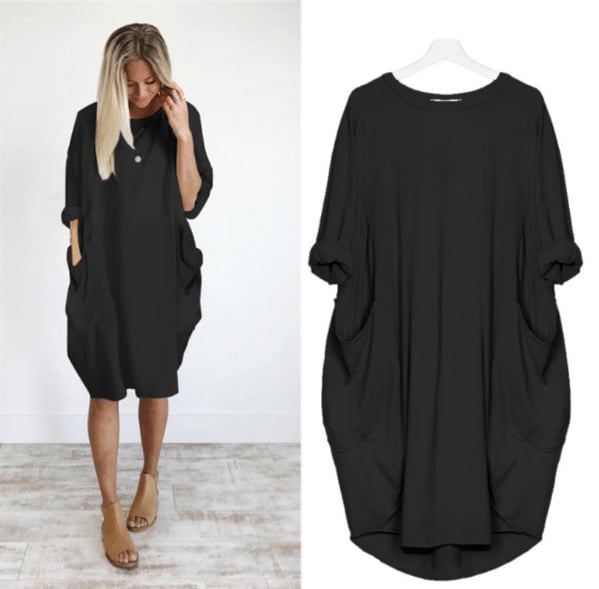 Zomerjurk voor dames met een ruime pasvorm en ronde hals, elegant design, ideaal voor zomerse uitstapjes.