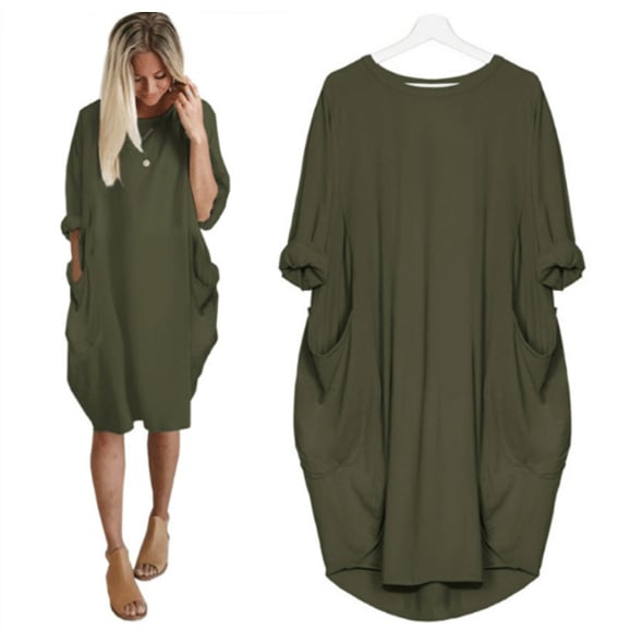 Zomerjurk voor dames met een ruime pasvorm en ronde hals, elegant design, ideaal voor zomerse uitstapjes.