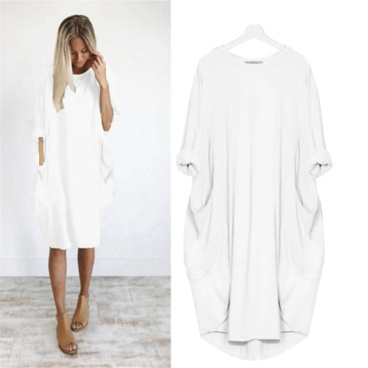Zomerjurk voor dames met een ruime pasvorm en ronde hals, elegant design, ideaal voor zomerse uitstapjes.