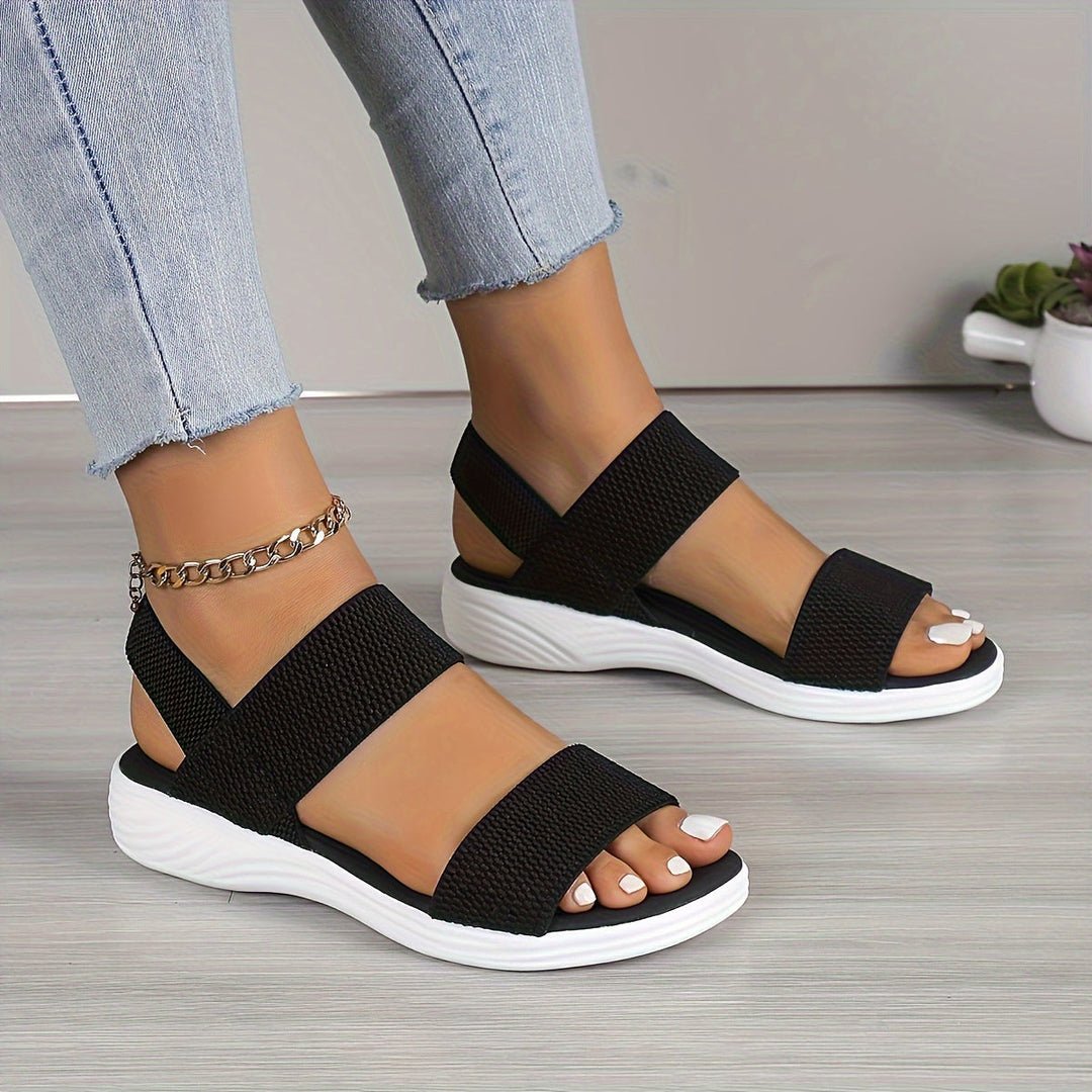 Dames stretch sandalen, elegant en lichtgewicht, in bruin bovenmateriaal. Ideaal voor veelzijdig gebruik.