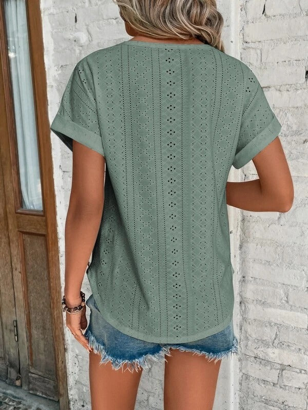 Dames T-shirt, zomerse stijl, getailleerd, elegant, comfortabel, hoogwaardige stof, ideaal voor warme dagen, casual chic.