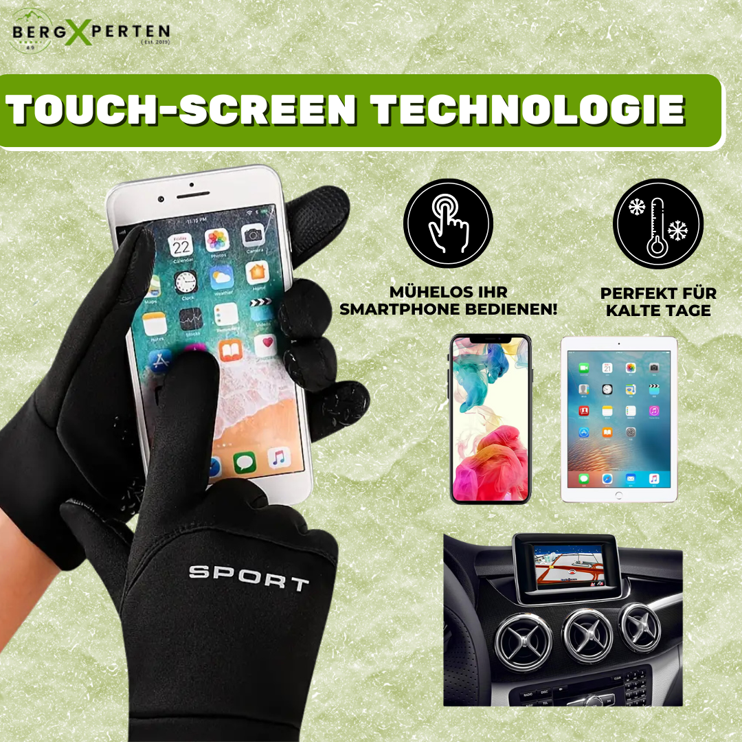 Vrouwen thermohandschoenen, waterdicht, winddicht, zwart, touchscreen, reflecterende strepen, suède voering, winter