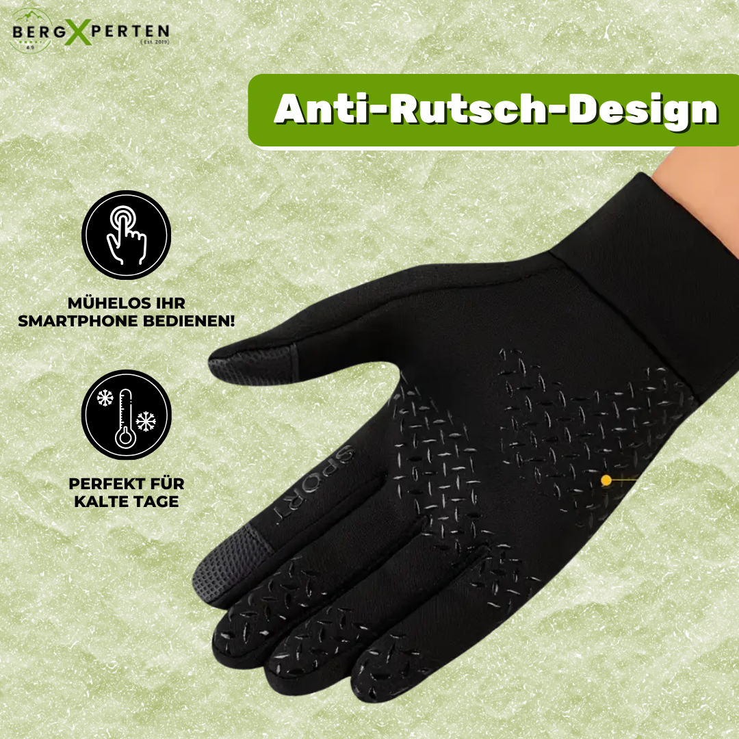 Vrouwen thermohandschoenen, waterdicht, winddicht, zwart, touchscreen, reflecterende strepen, suède voering, winter