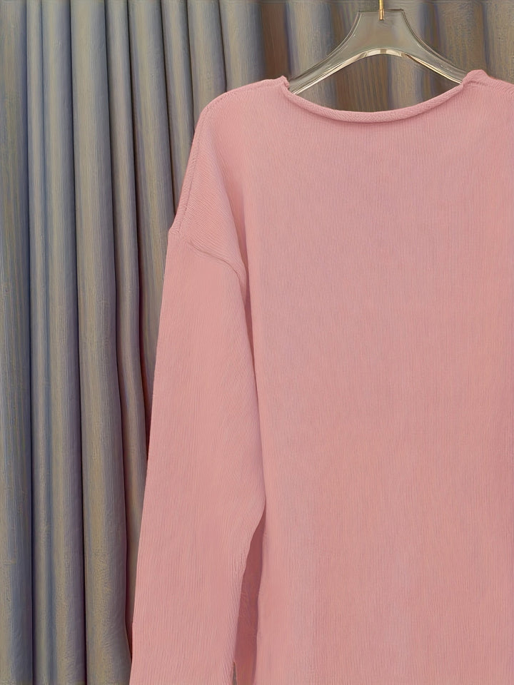 Casual dames V-hals trui, oversized, uniek patroon, comfortabel, perfect voor herfst- en winteroutfits