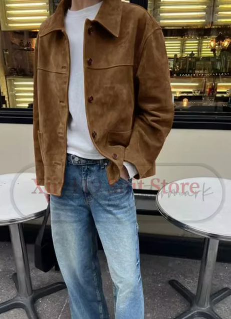 Dames vintage suède jas, elegant gesneden, zacht leer, gedetailleerd, ideaal voor herfst/winter looks.