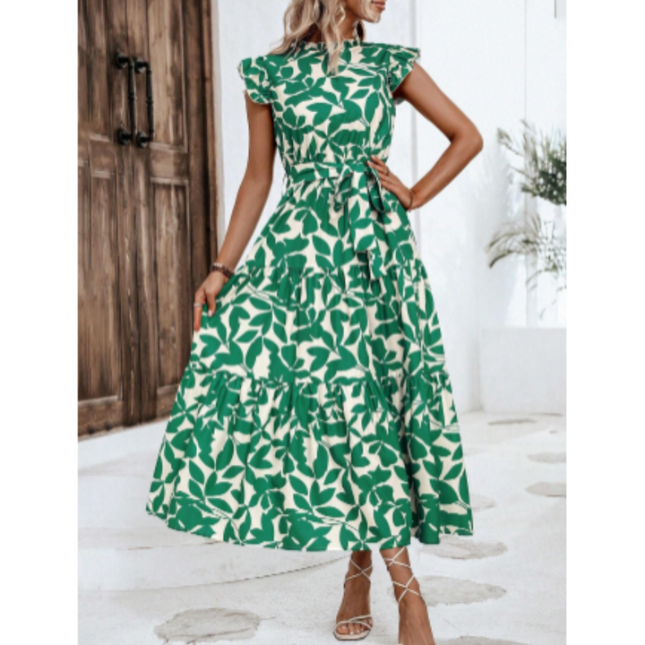 Dames wikkeljurk zomer met bloemenpatroon, elegante voorkant, flatterende pasvorm, ideaal voor warme dagen