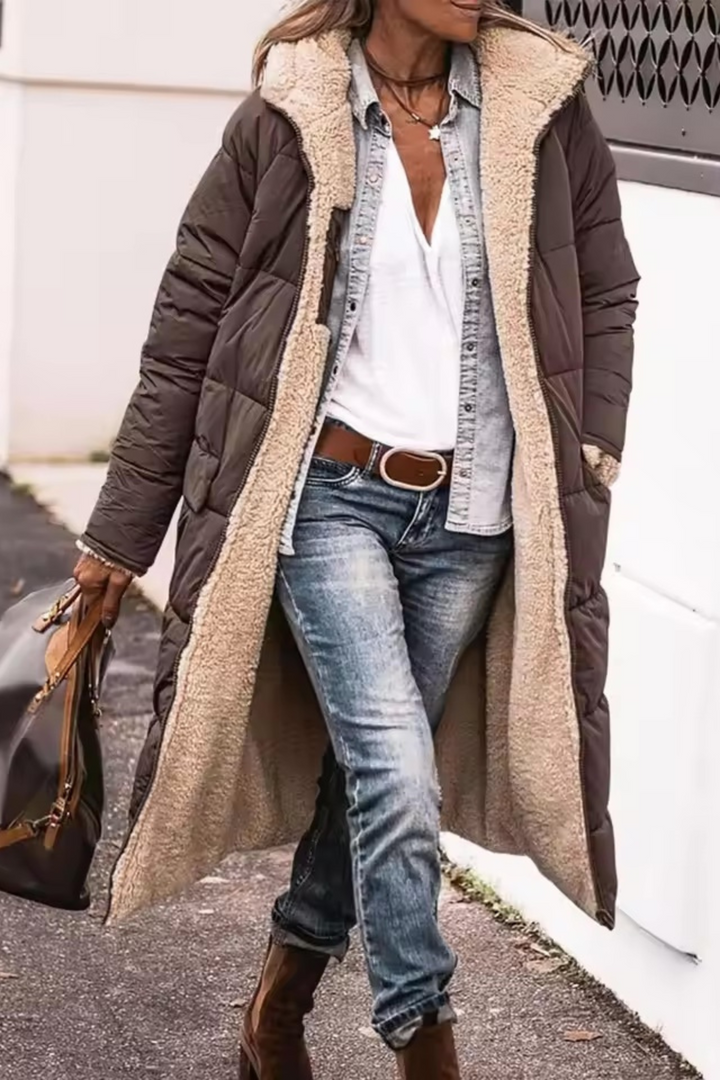 Dames Winter Parka, stijlvol & warm, in subtiele kleuren, elegant design, ideaal voor koude dagen en modieuze looks.