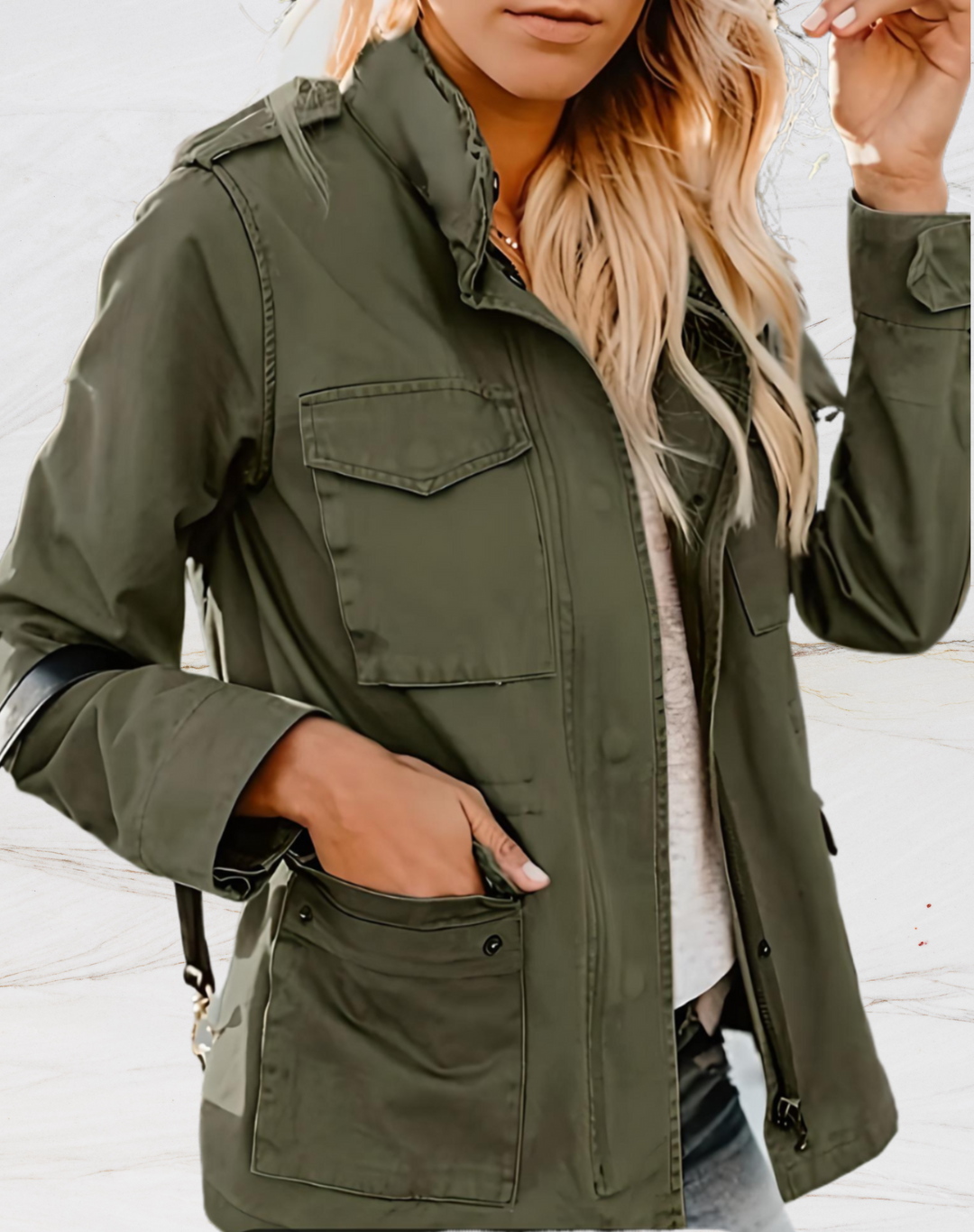 Damesjas met zakken, stijlvol ontwerp, vier zakken, elegante pasvorm, veelzijdig, hoogwaardige materialen.