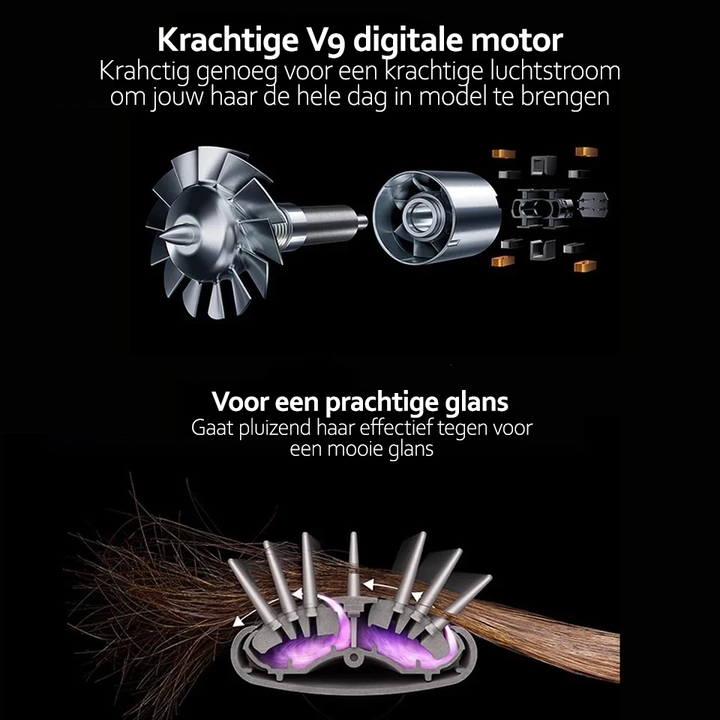 Ionische AuraStyle haarstyler voorkomt pluishaar en creëert glanzend, steil of krullend haar voor dames.