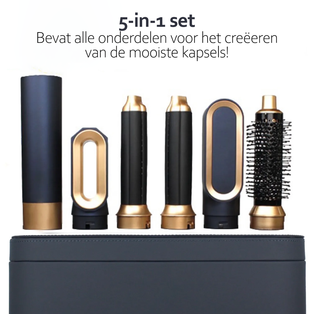 Dames stylen hun haar moeiteloos met de AuraStyle 5-in-1 multi haarstyler, perfect voor elk kapsel.