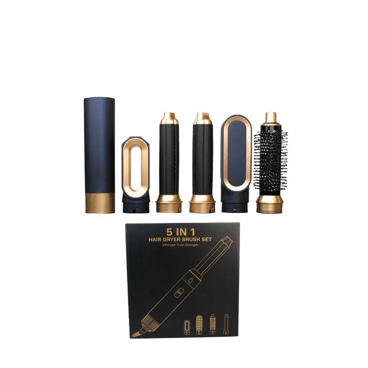 Complete AuraStyle 5-in-1 haarstyling set met föhn-, krul- en styling opzetstukken voor dames beauty.