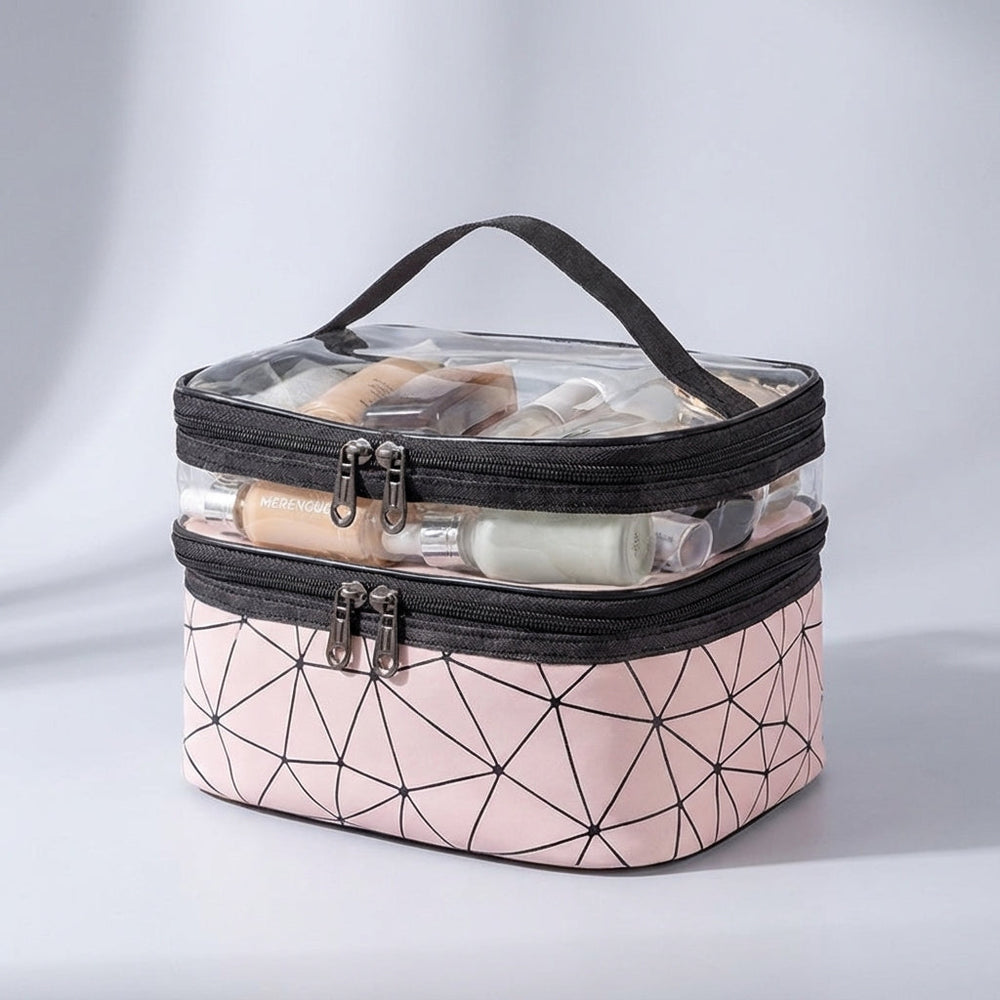 Georganiseerde dames make-up tas, waterdicht en compact, ideaal voor het opbergen van cosmetica en reisbenodigdheden.