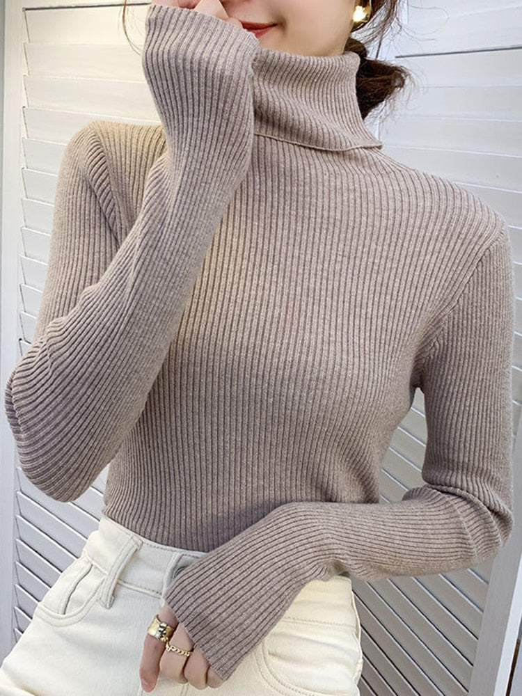 Essentiële dames coltrui, gebreid en comfortabel, perfect voor gelaagde herfstlooks.