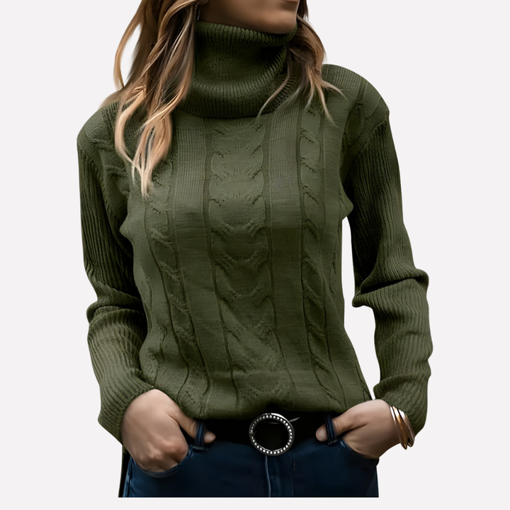 Ontspannen dames pullover met coltrui, comfortabele alledaagse mode. Zacht en veelzijdig.