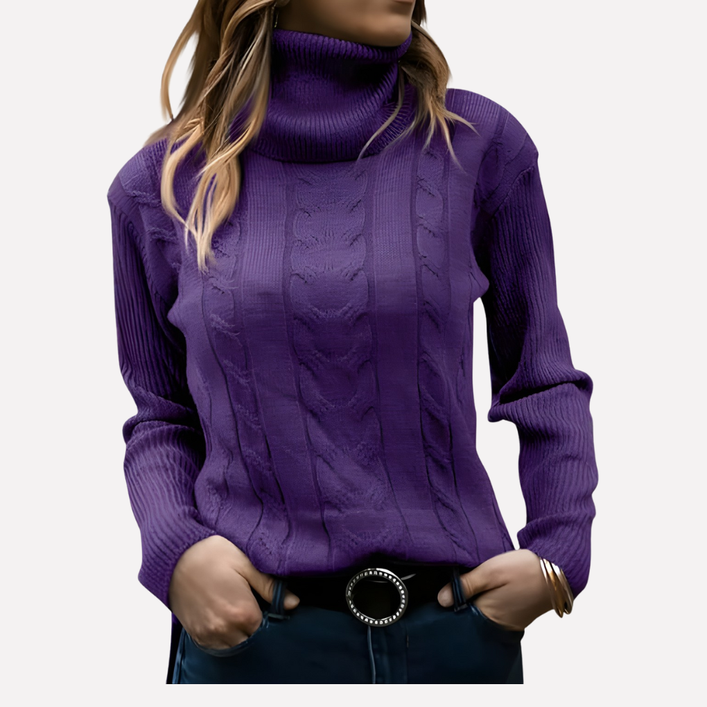 Dames coltrui pullover, comfortabele casual stijl voor koude dagen. Warm en ontspannen pasvorm.