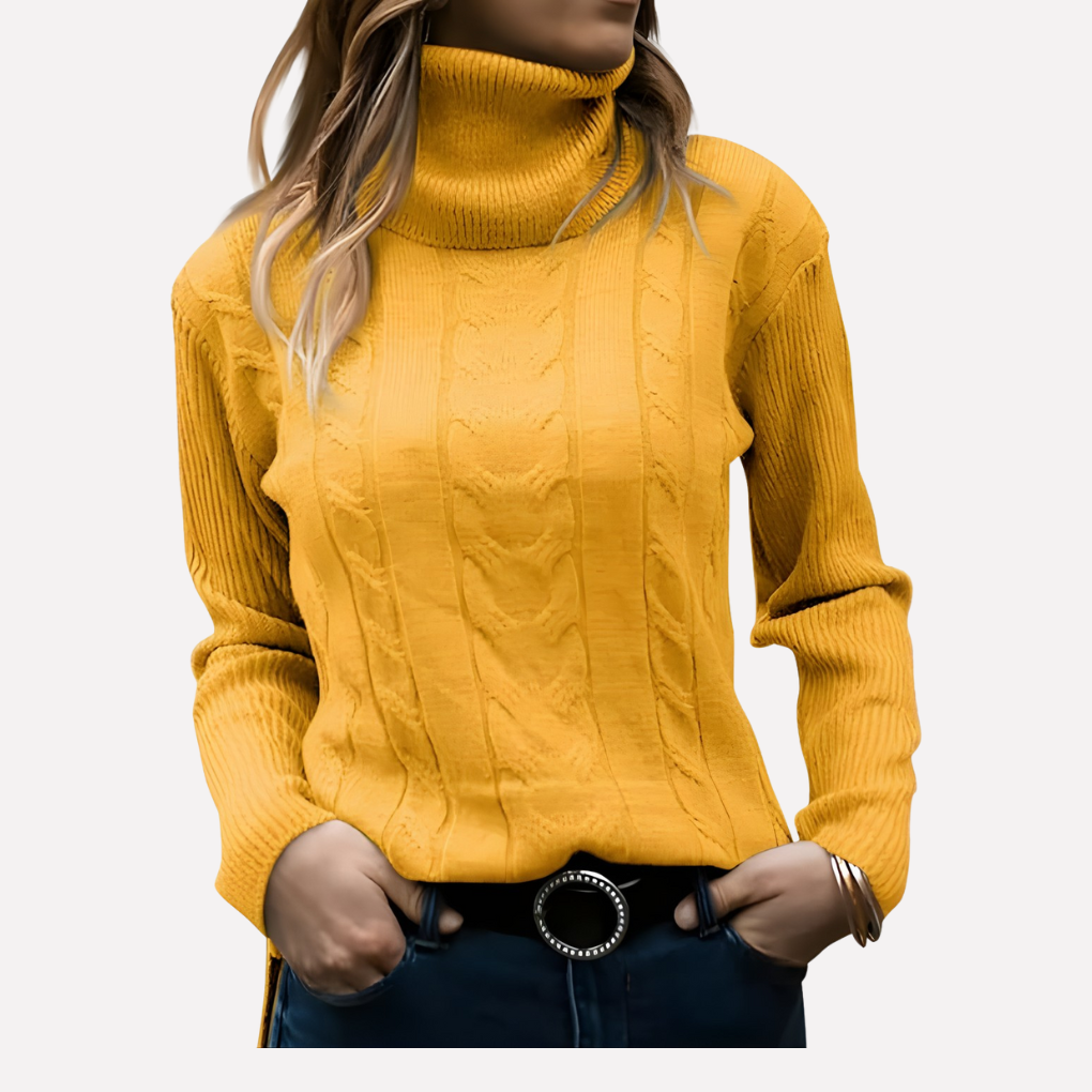 Relaxte coltrui pullover voor dames, essentieel voor herfstmode. Stijlvol en veelzijdig.