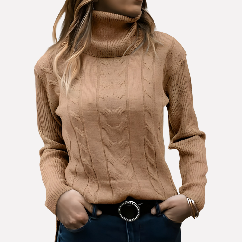Warme dames coltrui, ideaal voor laagjes in de herfst/winter. Comfortabele en ontspannen stijl.
