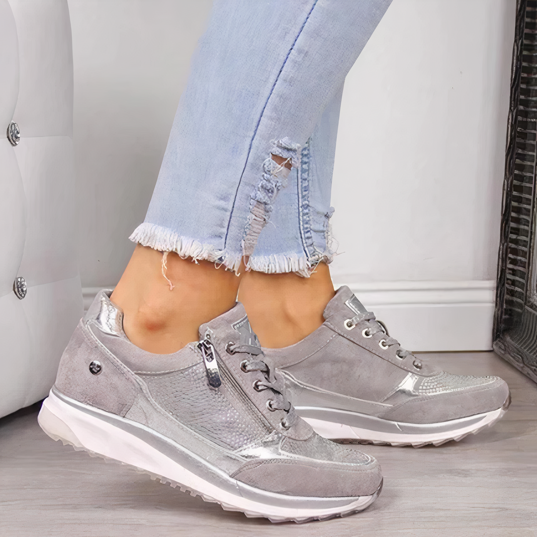 Dames comfortabele sneakers met veters en rits, ideaal voor dagelijks gebruik en een actieve levensstijl.