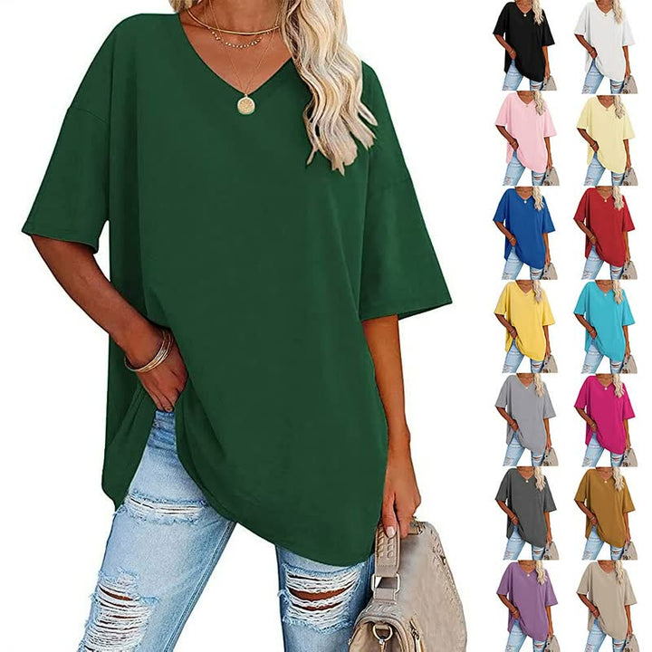 Dames ComfyShirt met korte mouwen, ideaal als comfortabele en modieuze zomertop. Zacht materiaal.