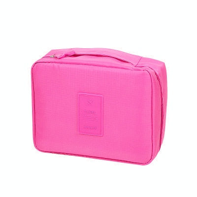 Compacte waterdichte make-up reistas met verschillende vakken. Voor georganiseerde cosmetica.