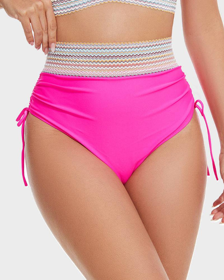 Corrigerende dames zwemkleding: hoge taille bikini met kleurblok, voor een zelfverzekerde uitstraling.