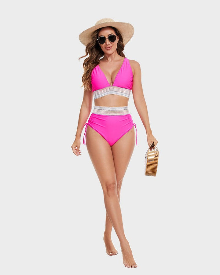 Zelfvertrouwen boosting corrigerende bikini met hoge taille en kleurblok, dames zomer essentieel.